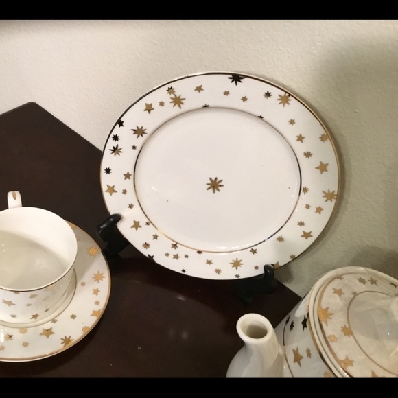 GALAXY FINE PORCELAIN CHINA BY SAKURA 14 KARAT TEA SET FOR 8 - Picture 6 of 11